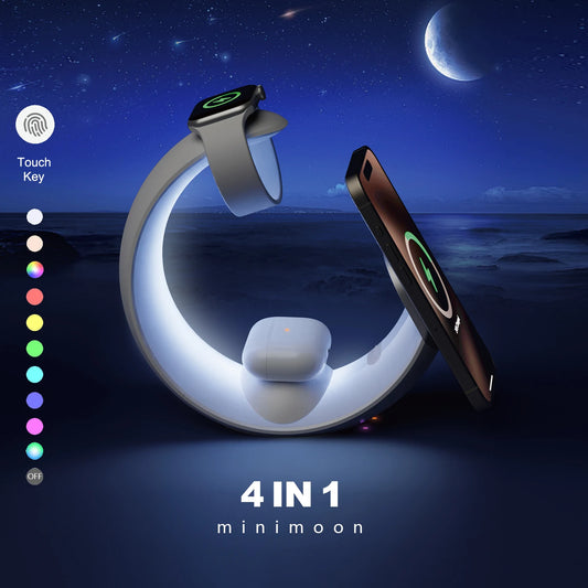 Mini🌙Moon – Dein smarter 4-in-1 Wireless Charger mit Mondlicht - EasyGoodies