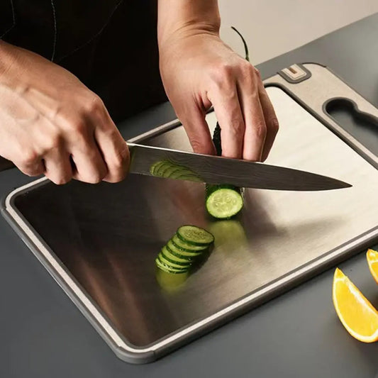 Edelstahl Schneidebrett Jambalaya 🍴 Dein smarter Küchenbegleiter – robust wie Titanium! 🏆 - EasyGoodies