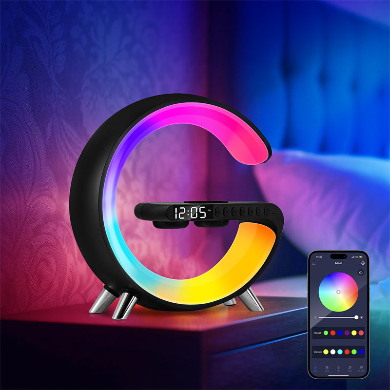 GlowRise 🌅 Smartes Wake-Up Light / Sonnenaufgangs-Wecker mit Bluetooth-Lautsprecher und kabellosem Ladegerät - EasyGoodies