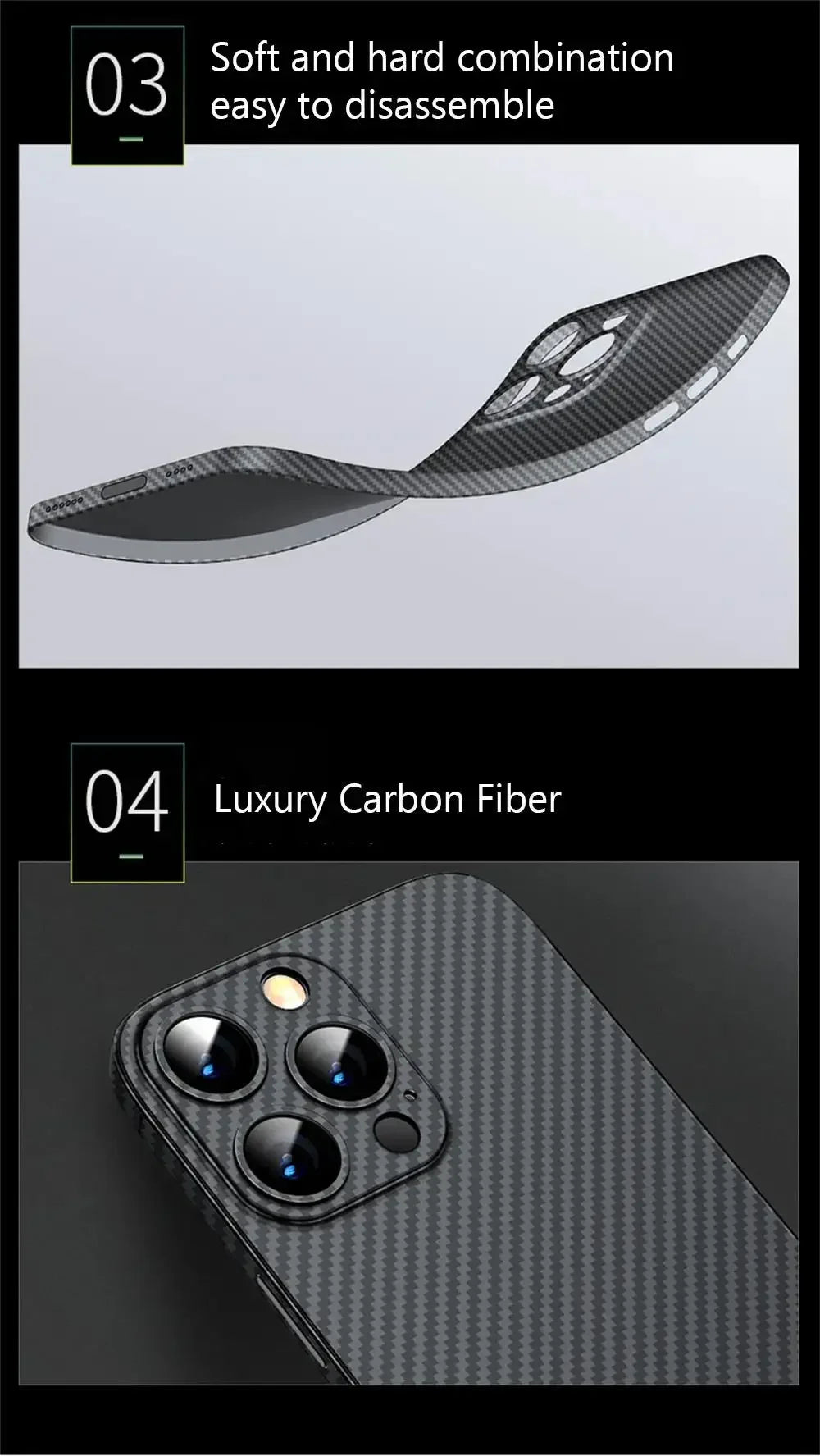 Luxury Ultra Thin Carbon Fiber Matte Case For iPhone 15 14 13 12 Mini 11 Pro Max 15pro XS XR X 6 7 8 Plus SE 0.2MM PP Back Cover - EasyGoodies