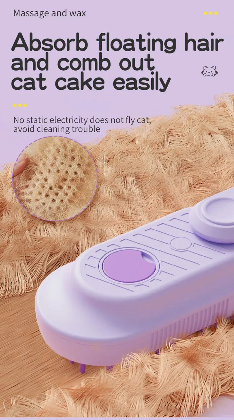 elektrische Dampf-Bürste für 😺Katzen und 🐶Hunde für Massage, Fellpflege und Haarentfernung - EasyGoodies