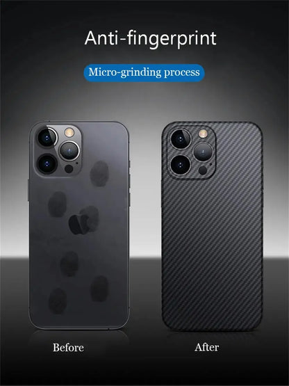 Luxury Ultra Thin Carbon Fiber Matte Case For iPhone 15 14 13 12 Mini 11 Pro Max 15pro XS XR X 6 7 8 Plus SE 0.2MM PP Back Cover - EasyGoodies