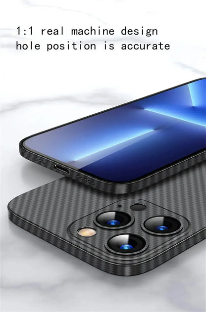 Luxury Ultra Thin Carbon Fiber Matte Case For iPhone 15 14 13 12 Mini 11 Pro Max 15pro XS XR X 6 7 8 Plus SE 0.2MM PP Back Cover - EasyGoodies