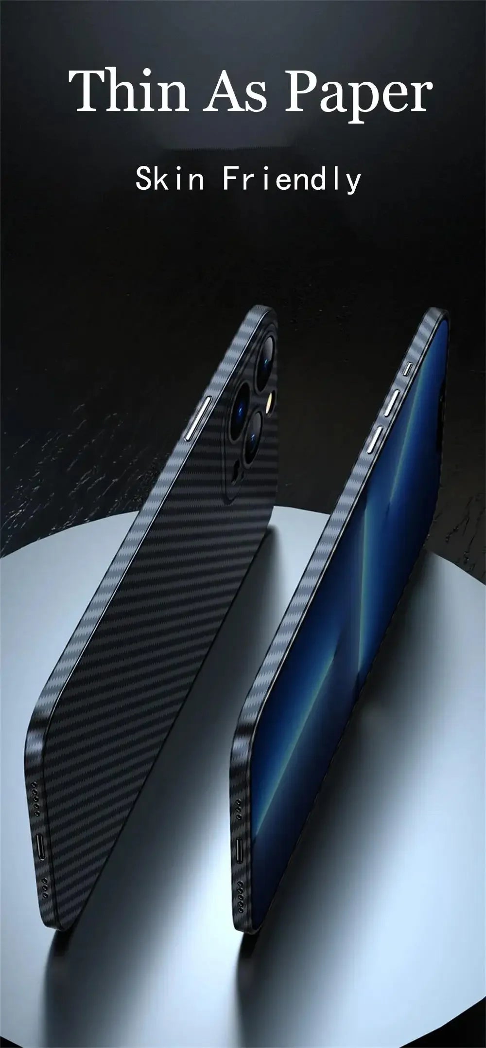 Luxury Ultra Thin Carbon Fiber Matte Case For iPhone 15 14 13 12 Mini 11 Pro Max 15pro XS XR X 6 7 8 Plus SE 0.2MM PP Back Cover - EasyGoodies