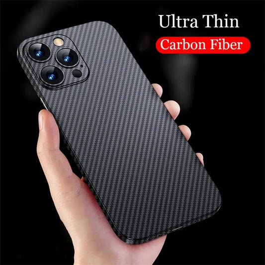 Luxury Ultra Thin Carbon Fiber Matte Case For iPhone 15 14 13 12 Mini 11 Pro Max 15pro XS XR X 6 7 8 Plus SE 0.2MM PP Back Cover - EasyGoodies